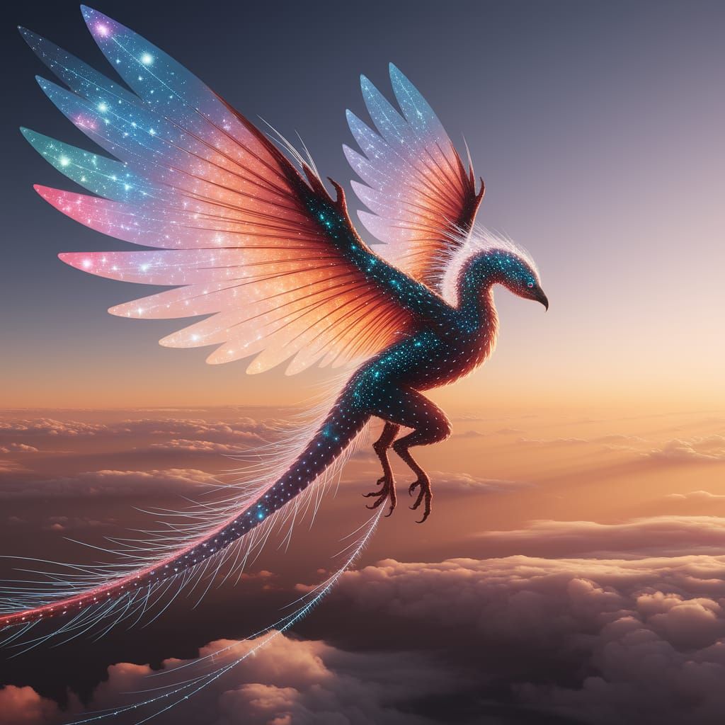 Ethereal Stratospheric Cryptid with Solar Plumage