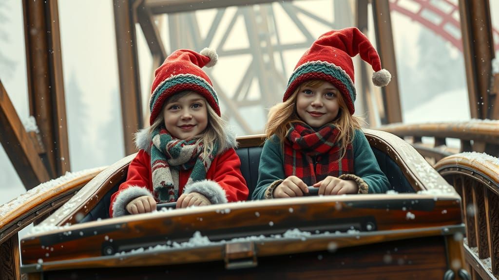 Munchkin Sisters Ride a Snowy Roller Coaster in a Winter Won...
