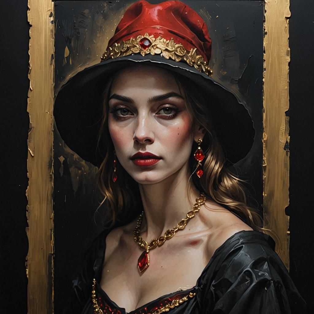 Renaissance Woman Portrait in Grunge Style