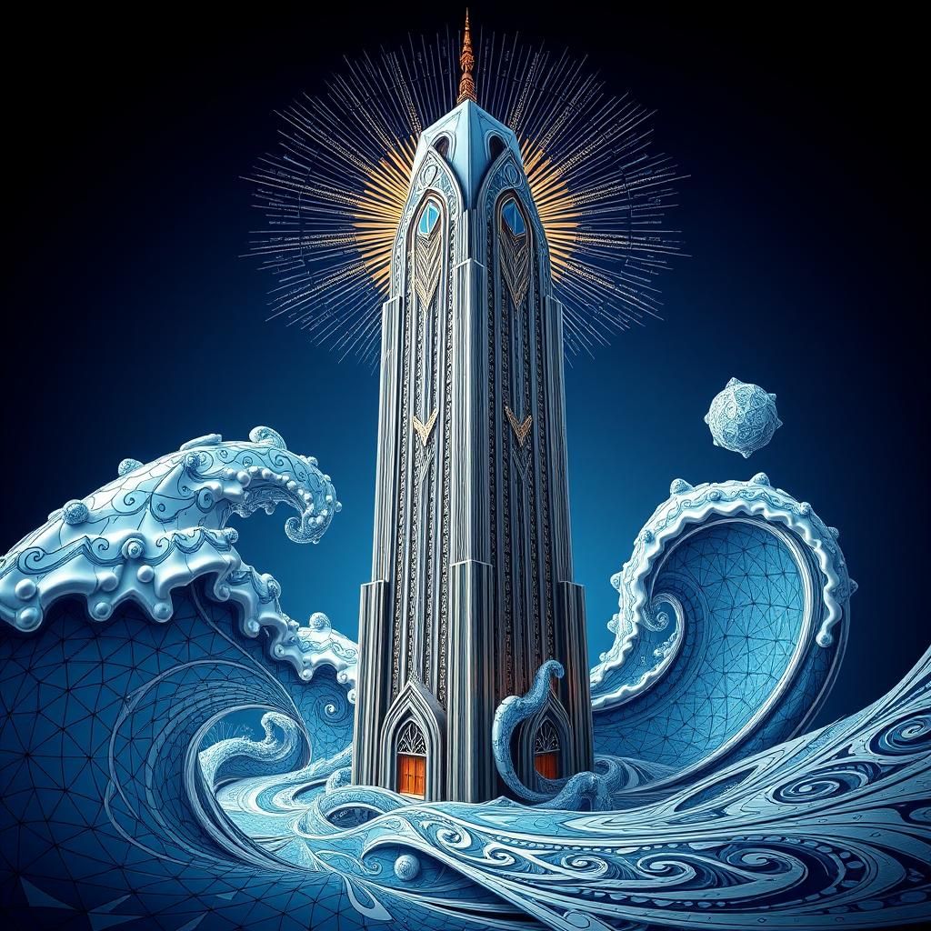 Art Deco Cityscape in Futuristic 3D Style