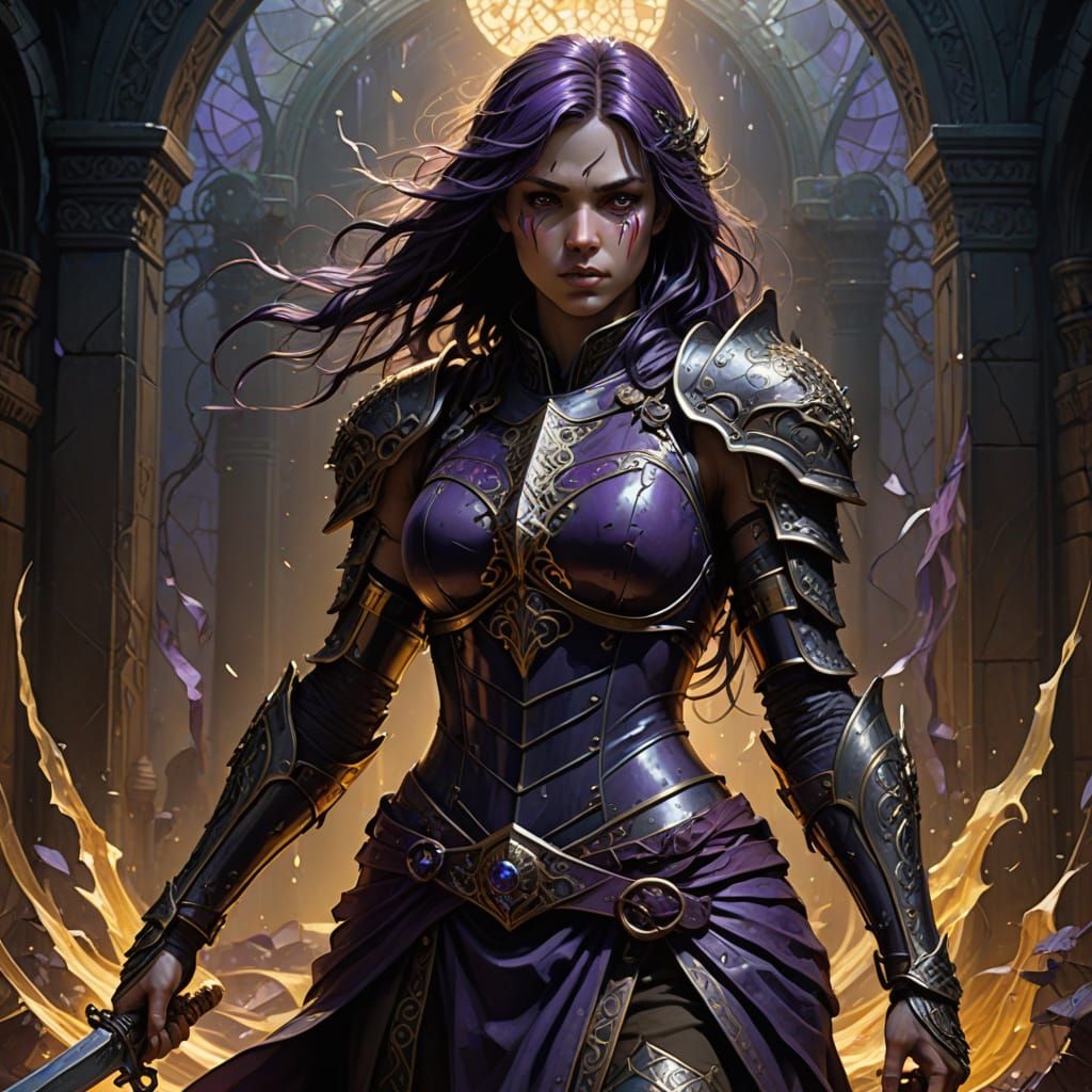 Dark Fantasy Battle Maiden in Ancient Armor