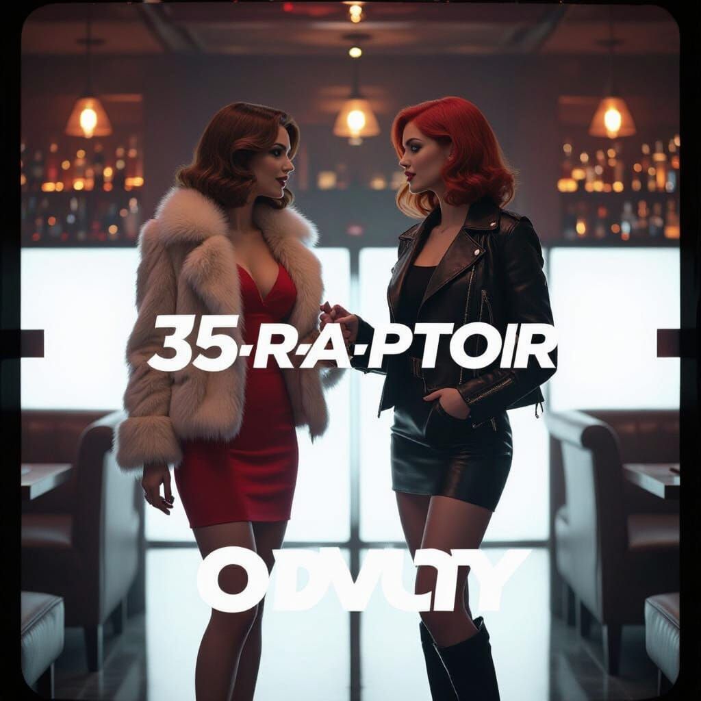 Women Flirting in Atmospheric Bar, Cinematic Film Still