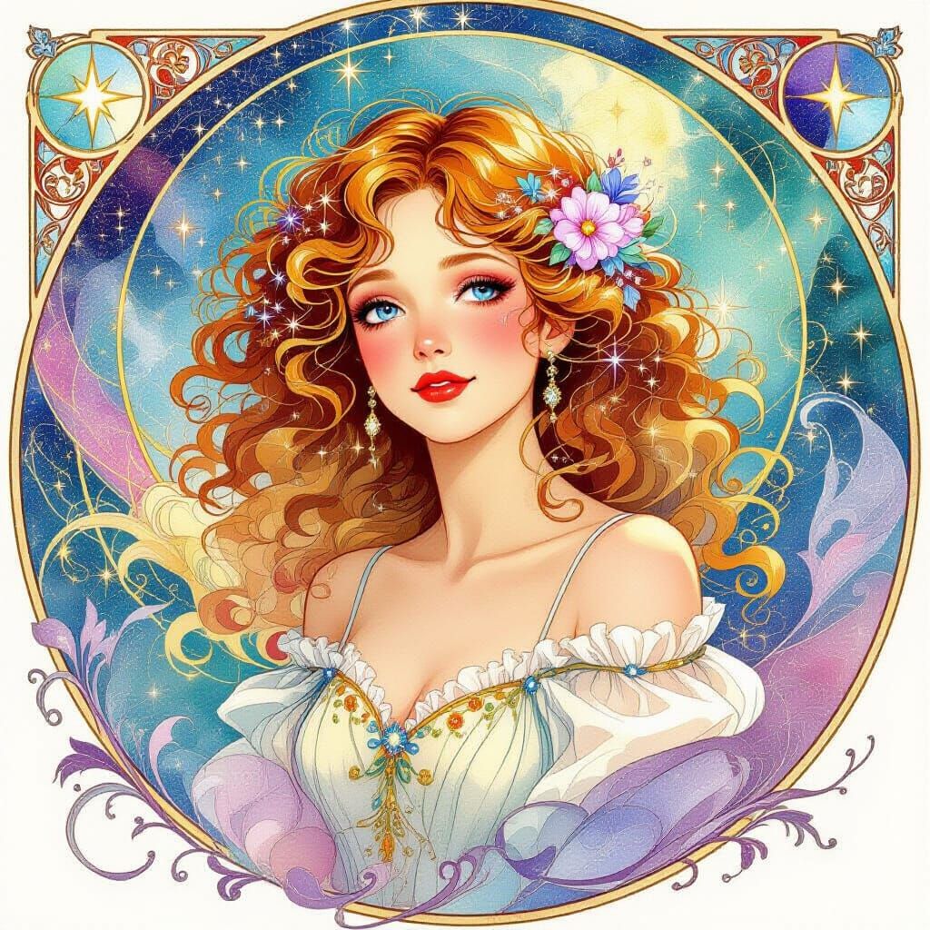 Celestial Seamstress Stitching Constellations in Watercolor ...