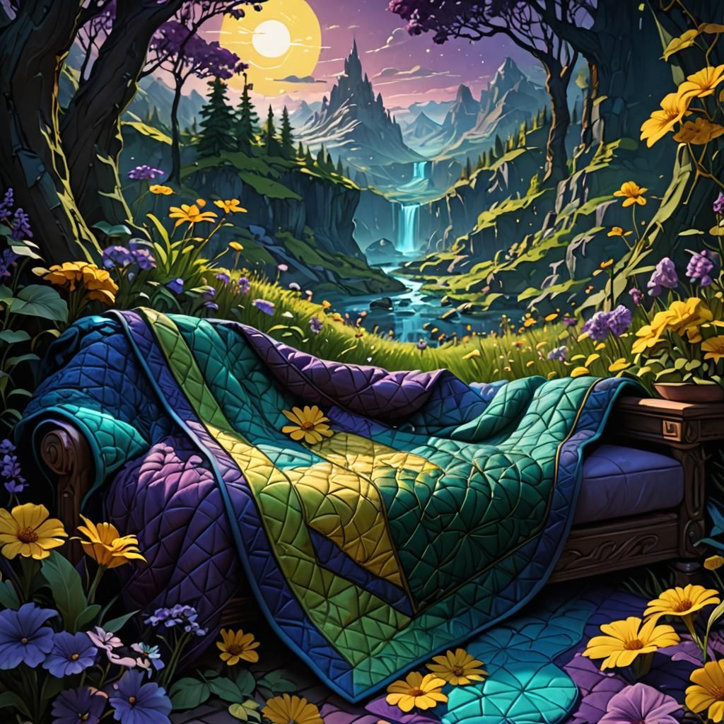 Nature Scenes Quilted Blanket, Dark Fantasy Concept Art