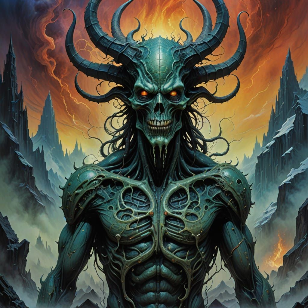 Ethereal Eldritch Horror in Gouache Style