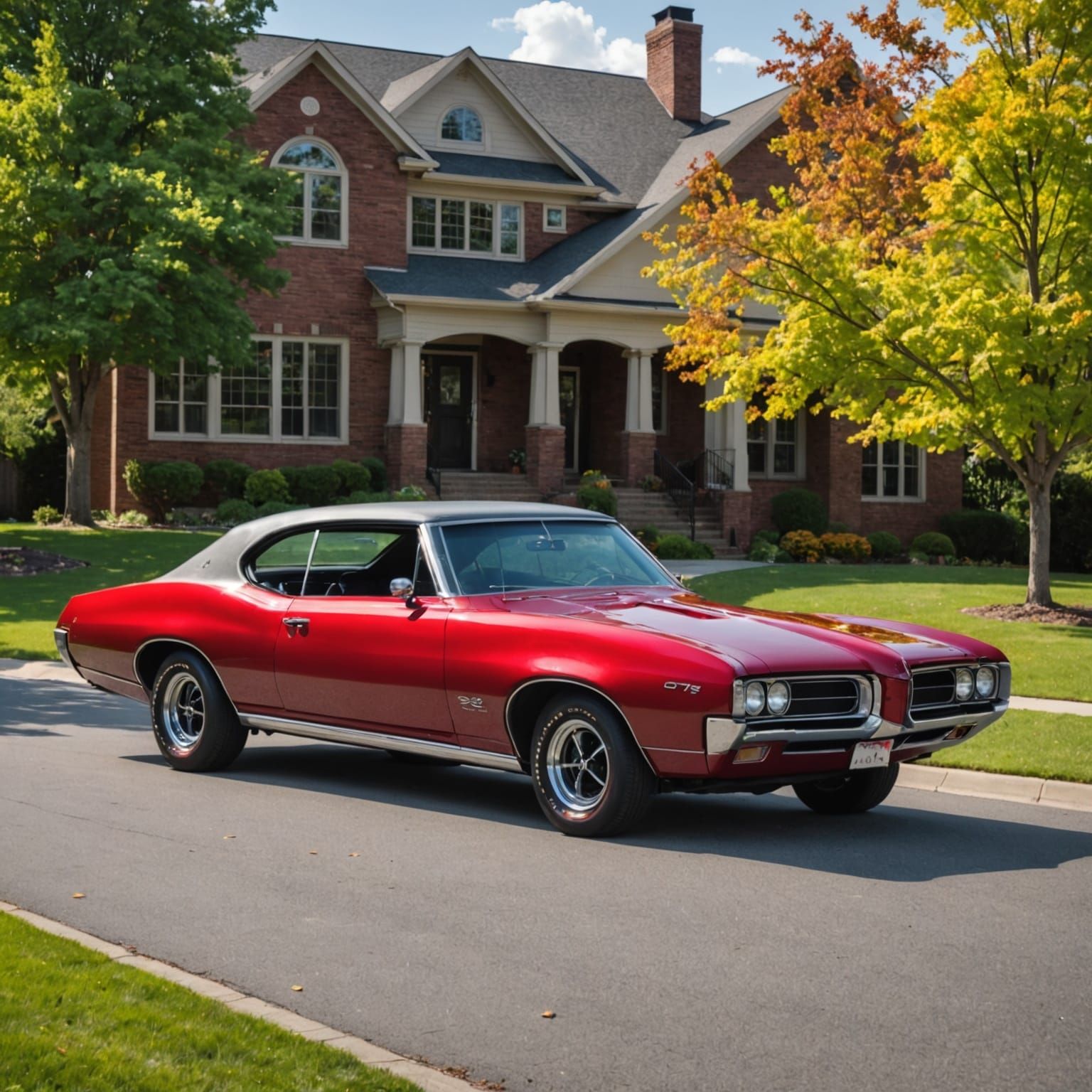 1968 Pontiac GTO, candy apple red with a ragtop and a 455tri...
