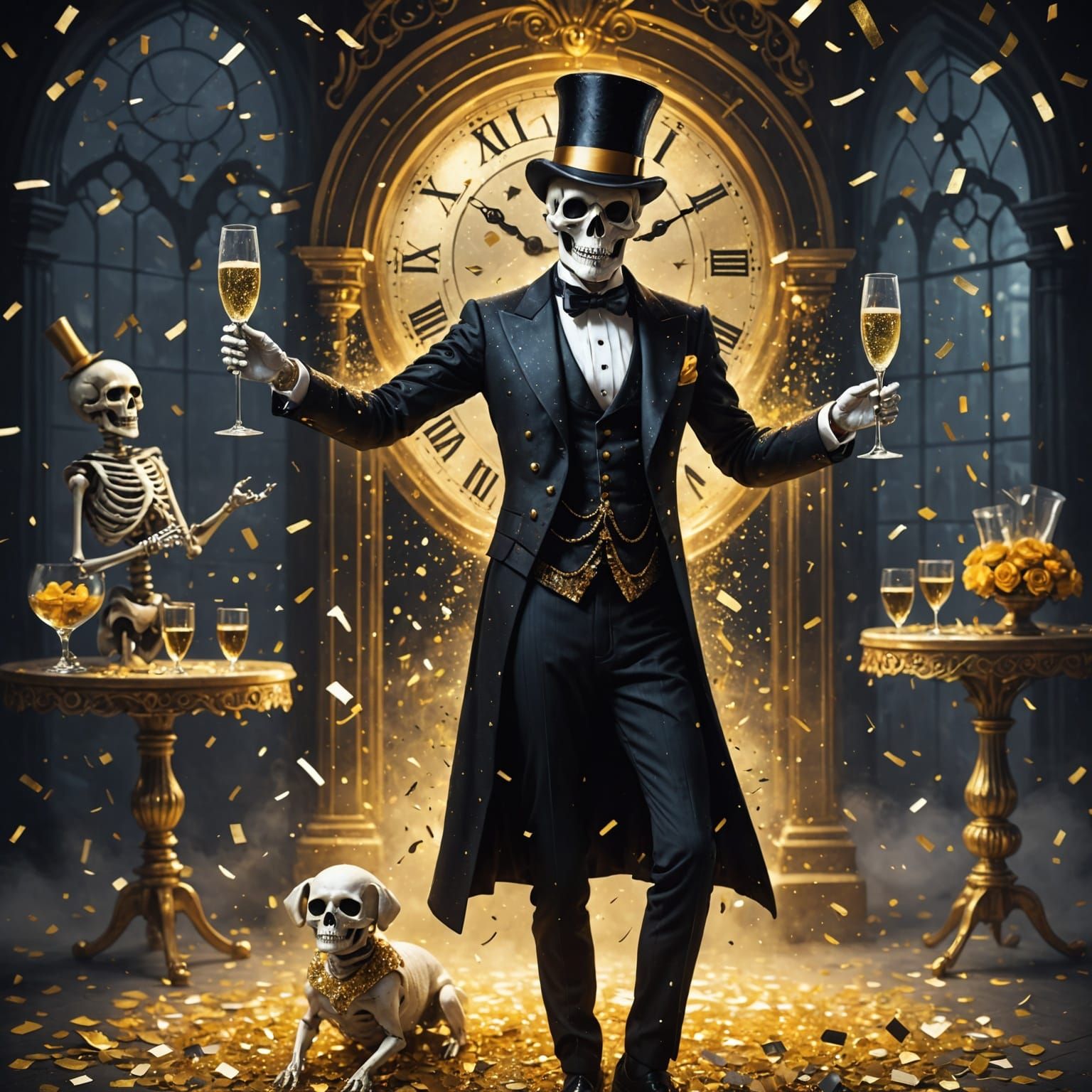 Skeleton and Mummy Dance at Midnight Gala