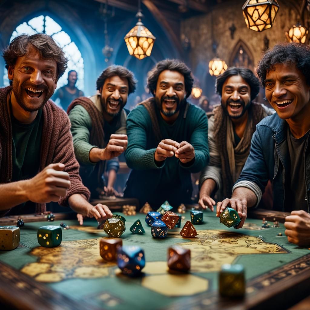 Friends Celebrate D&D Victory: Cinematic Photography