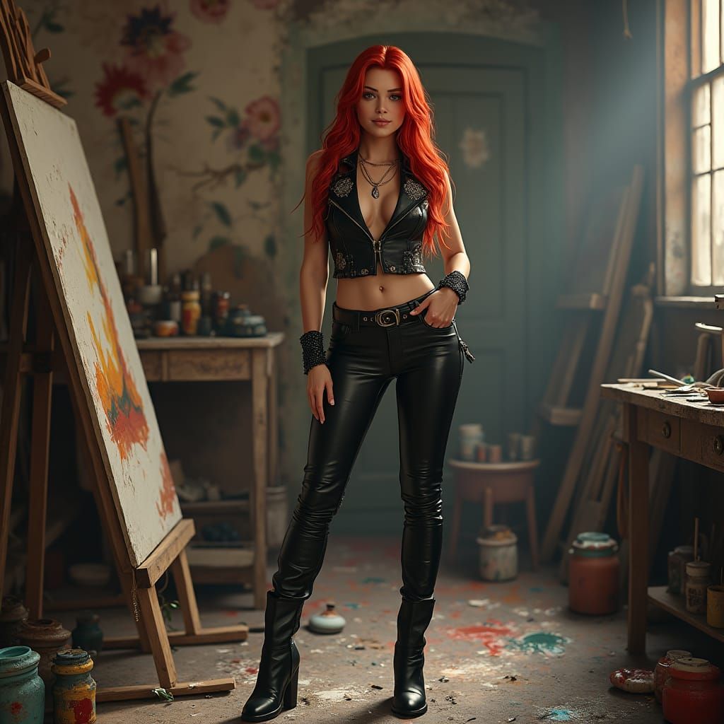 Fiery Redhead in Art Studio: Fantasy Concept Art