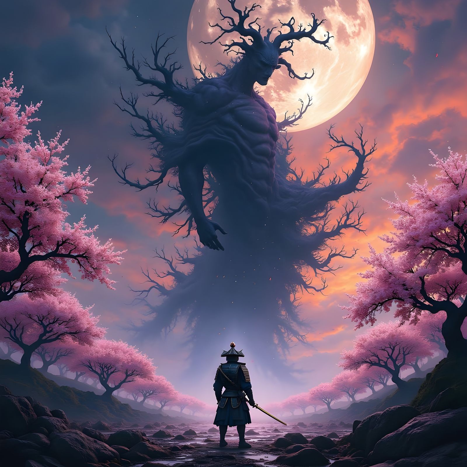 Samurai Unleashes Fury Against Dark Chaos in Vibrant Twiligh...