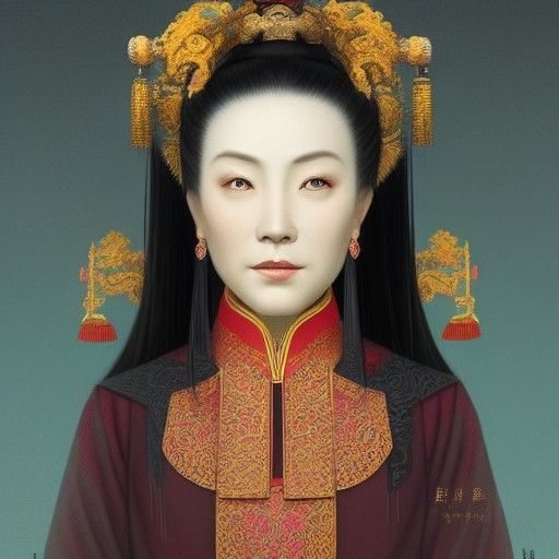 Qing Dynasty Concubine Portrait in Art Nouveau Style
