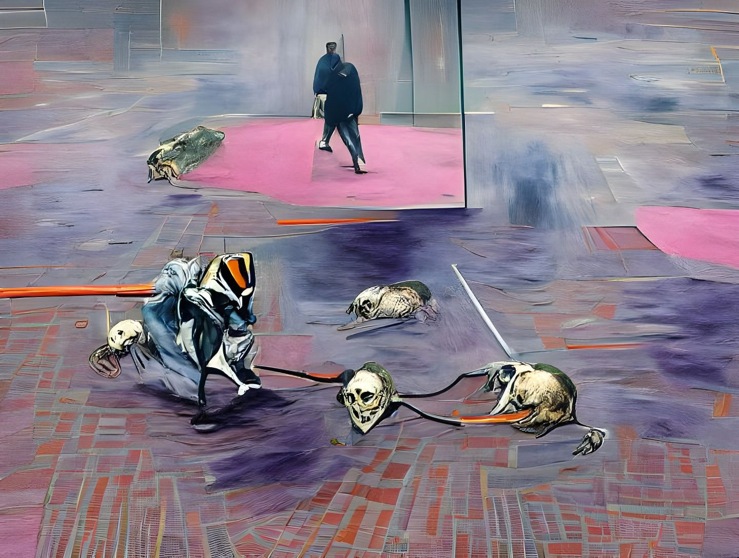 Death on a Battlefield in Abstract Expressionist Style