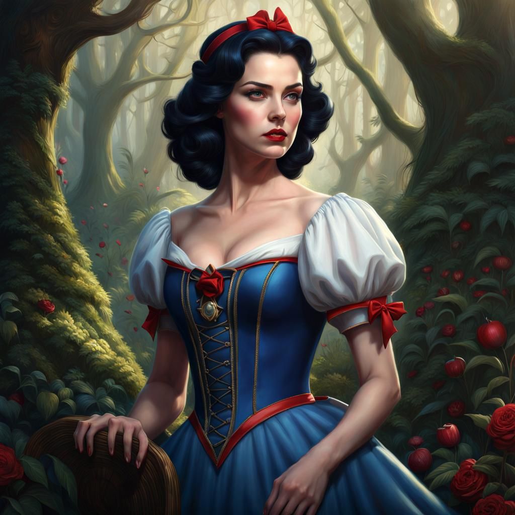 Snow White in Forest, Fantasy Art