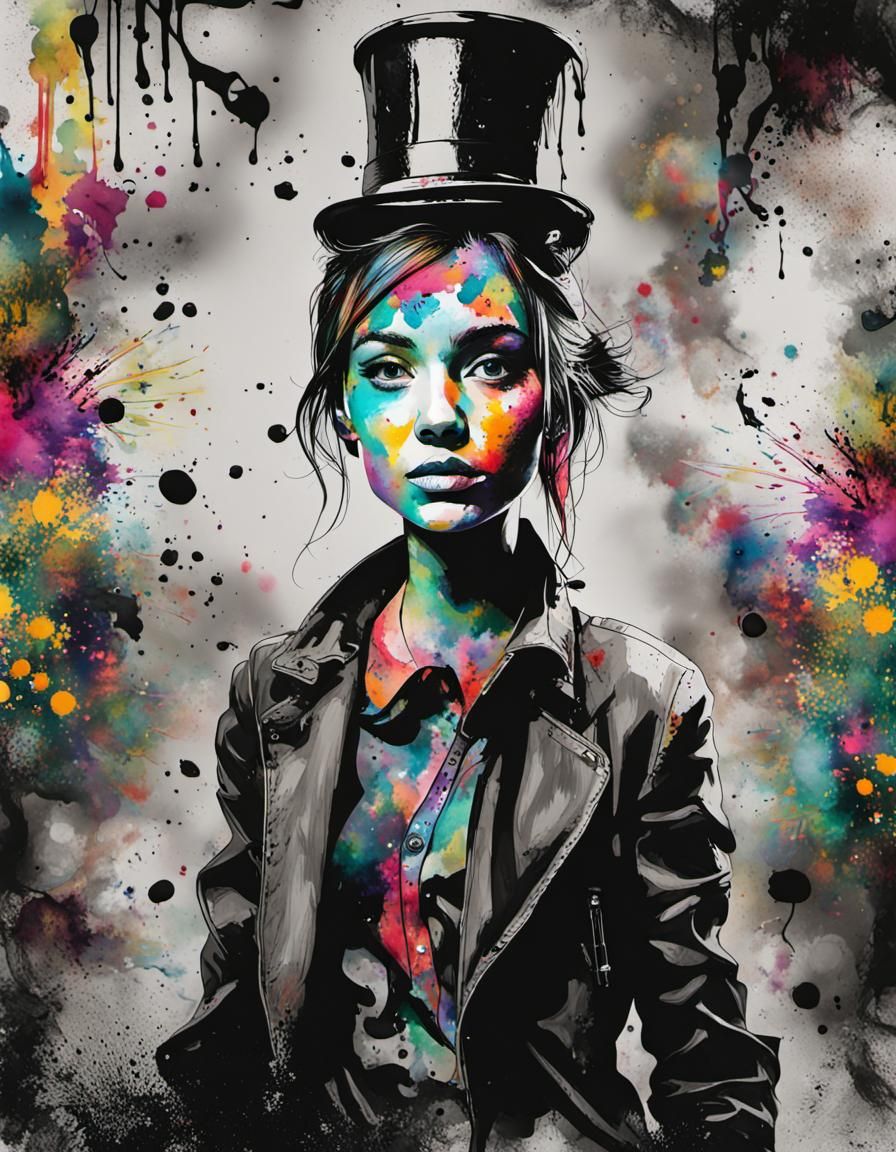 Colorful Ink Splash Art Portrait