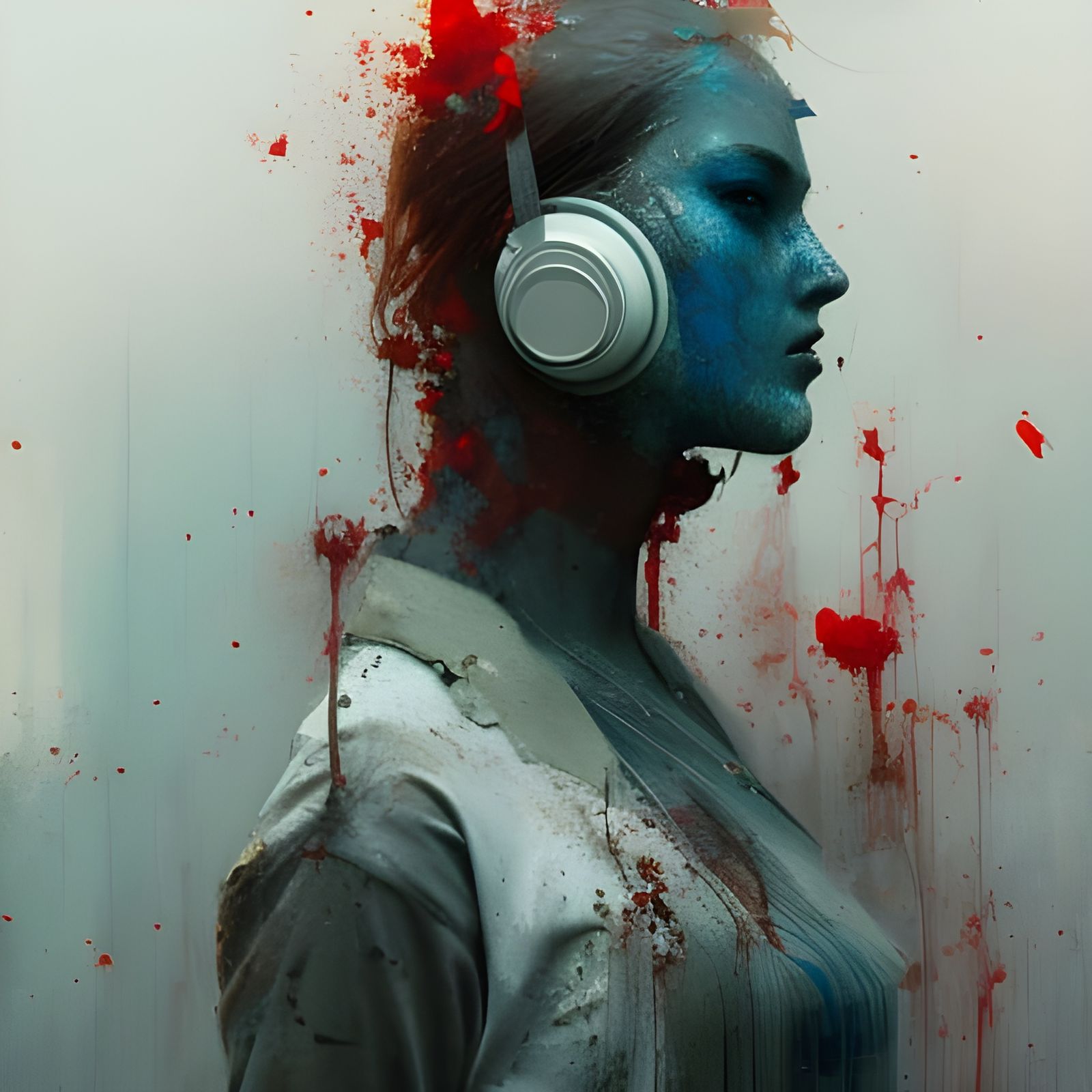 Sinister Faceless People in Misty Street