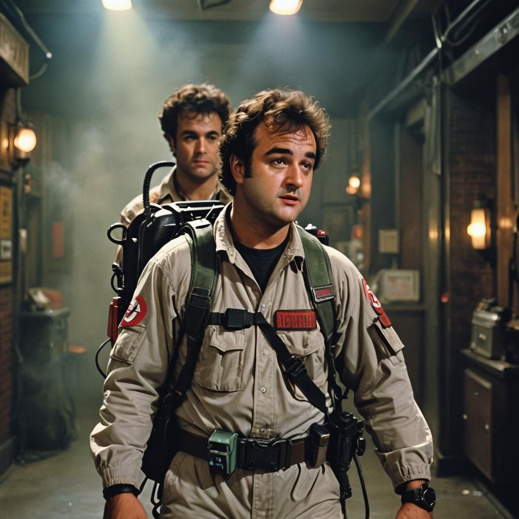 John Belushi as Ghostbuster in 1984 Film Still