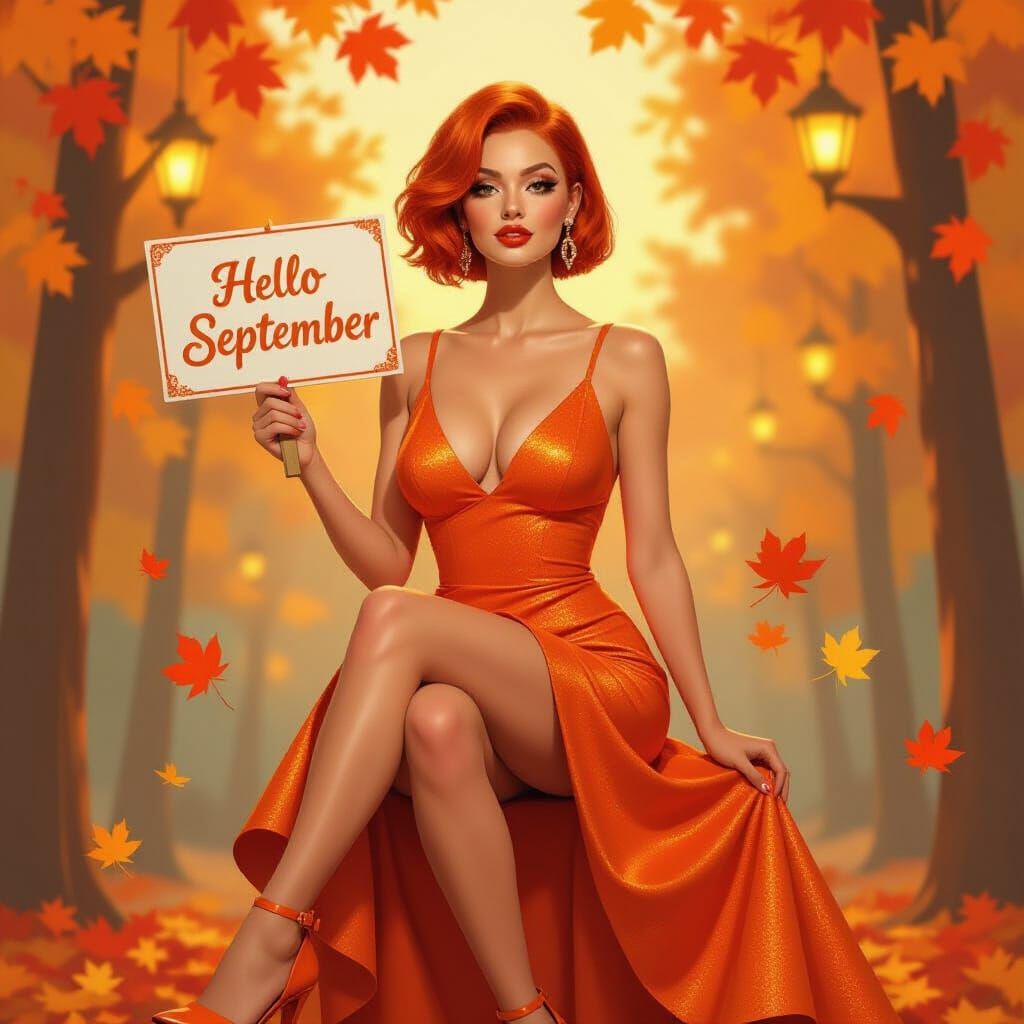 Sassy Lady Welcomes September: Oil Painting
