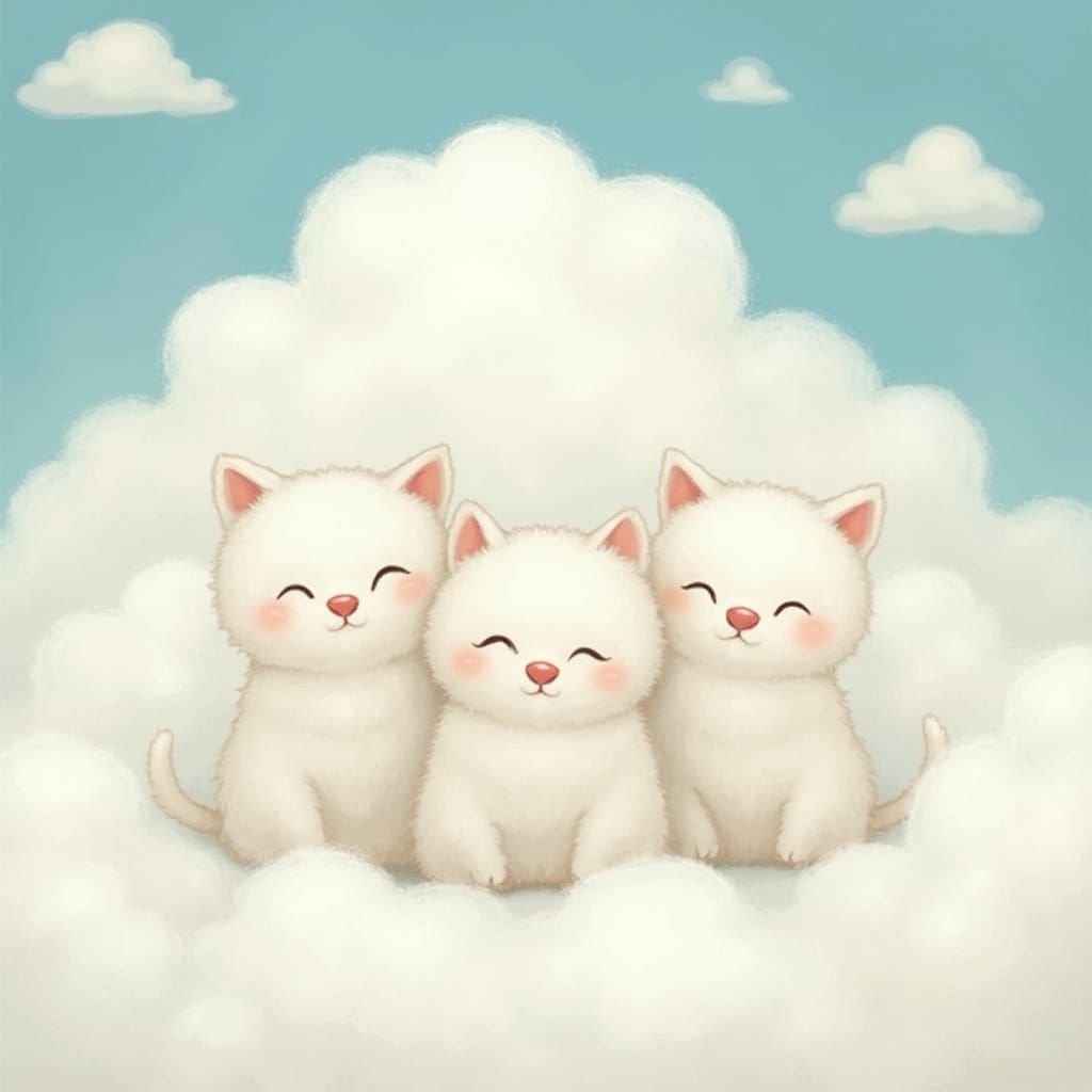 Whimsical Feline Marshmallow Clouds