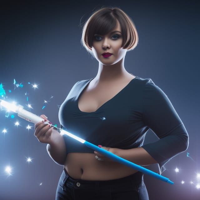 Attractive Woman with Magic Wand: Professional Photo