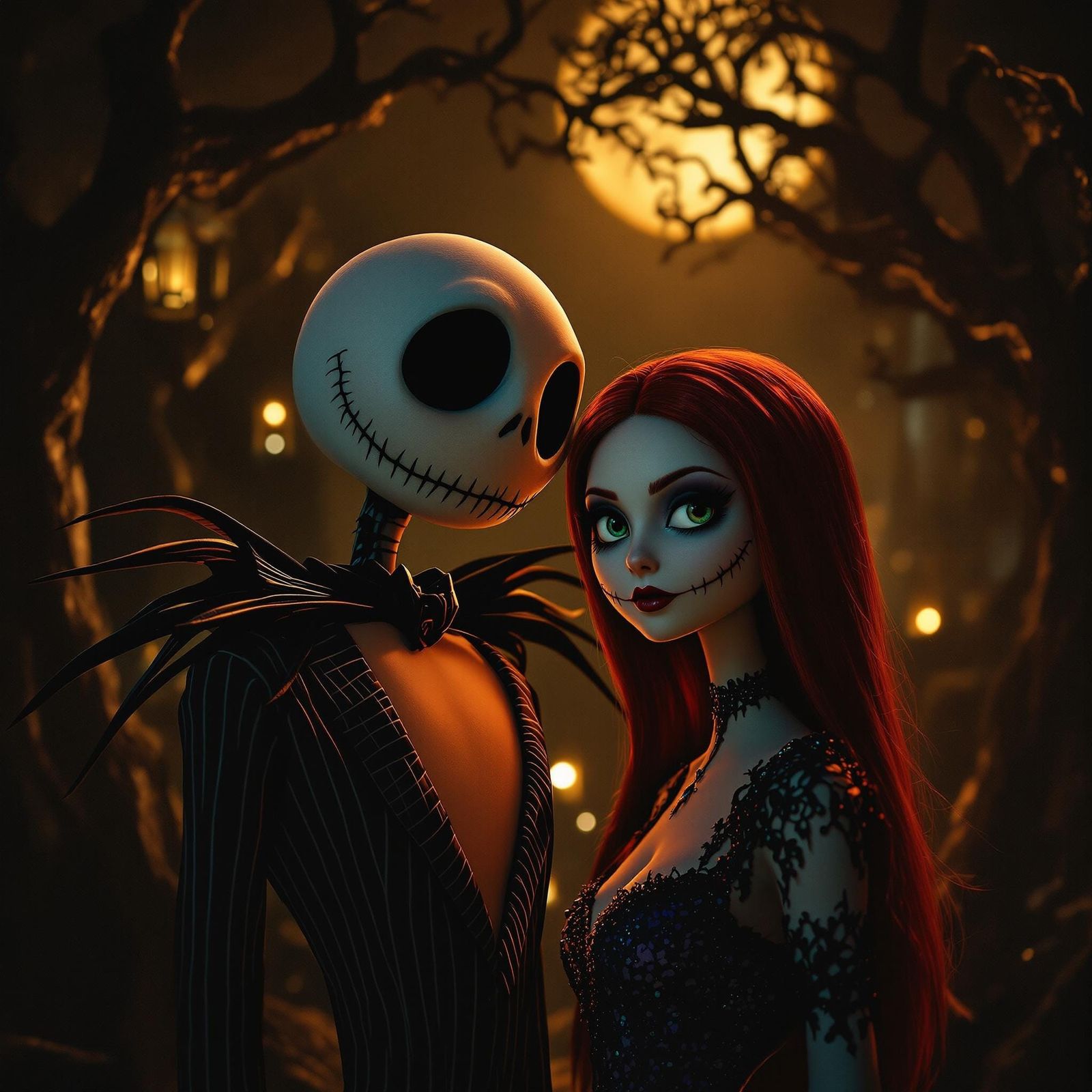 Mysterious Jack and Sally in Gothic Fantasy World