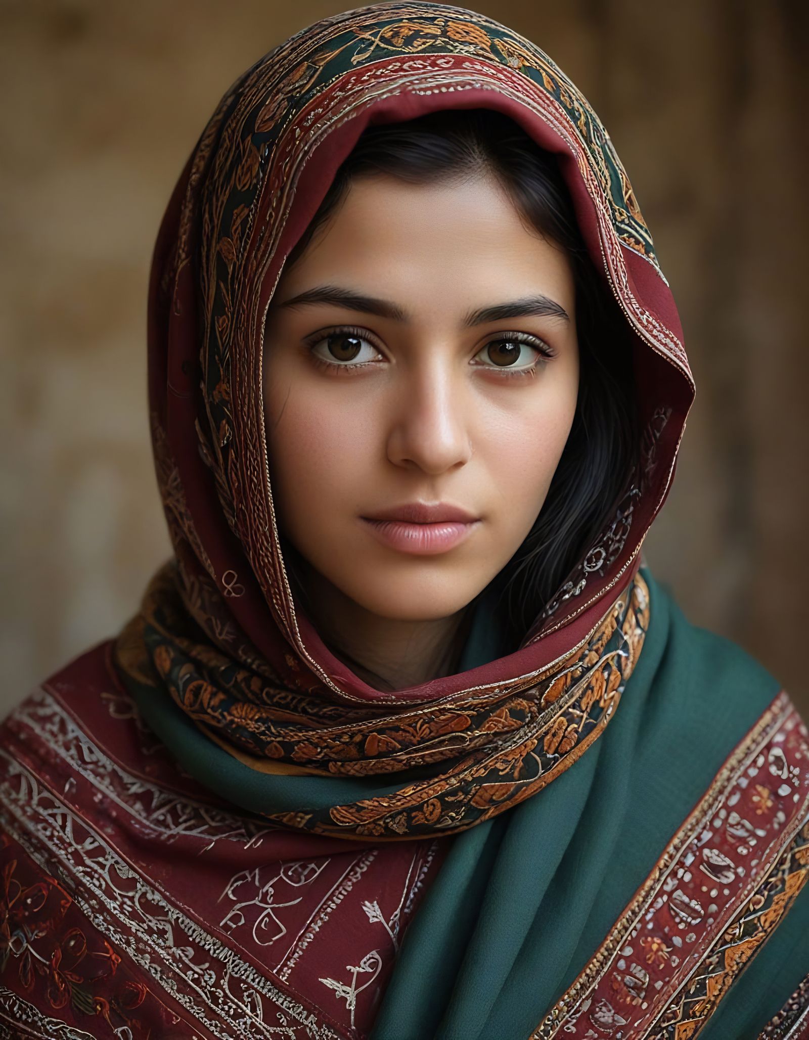 Palestinian Woman in Traditional Gazan Fabrics with Tatreez ...