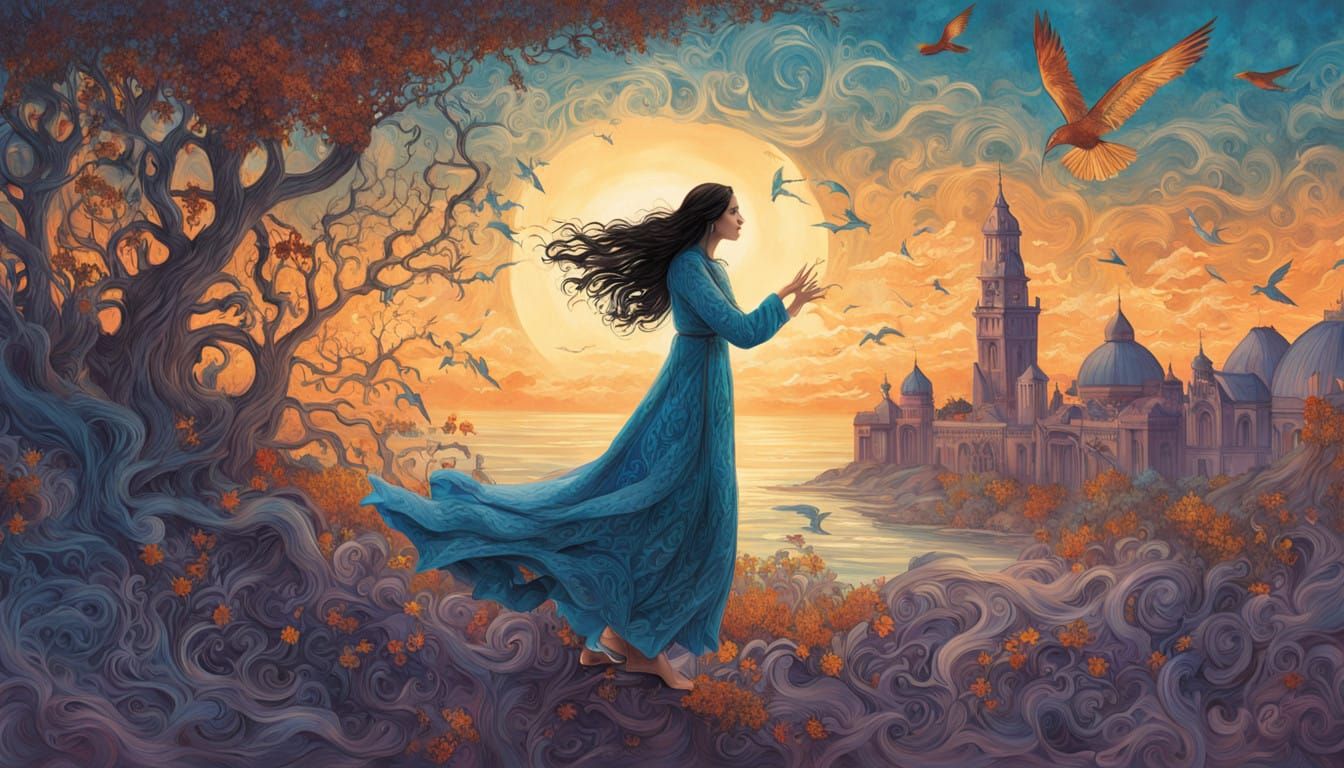 Dervish Sorceress, a Mystical Figure in Dreamscape