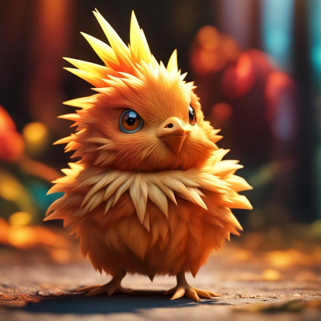 Hyperrealistic Torchic Splash Art Concept