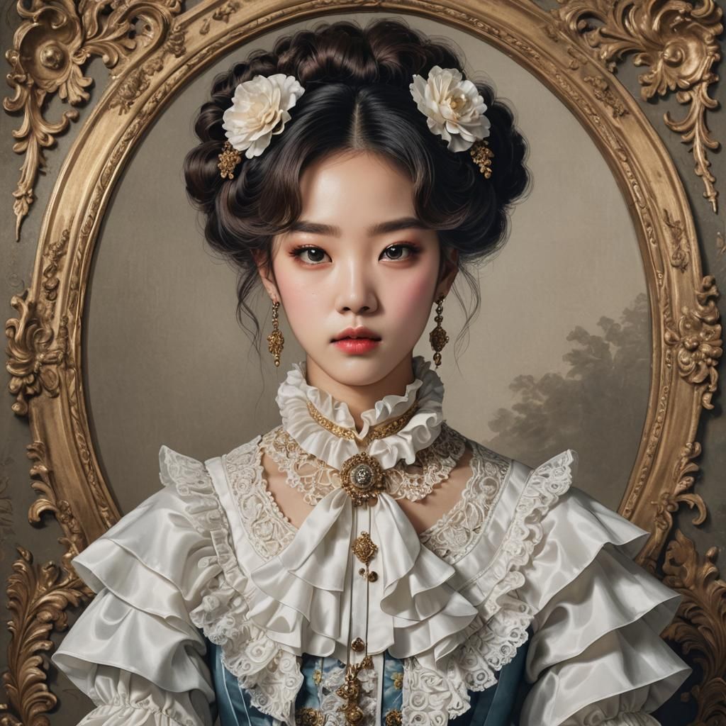 Baroque-Inspired Portrait of Confident K-pop Woman