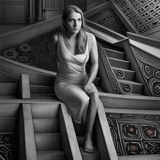 Intricate Photorealistic Woman in Escher Style