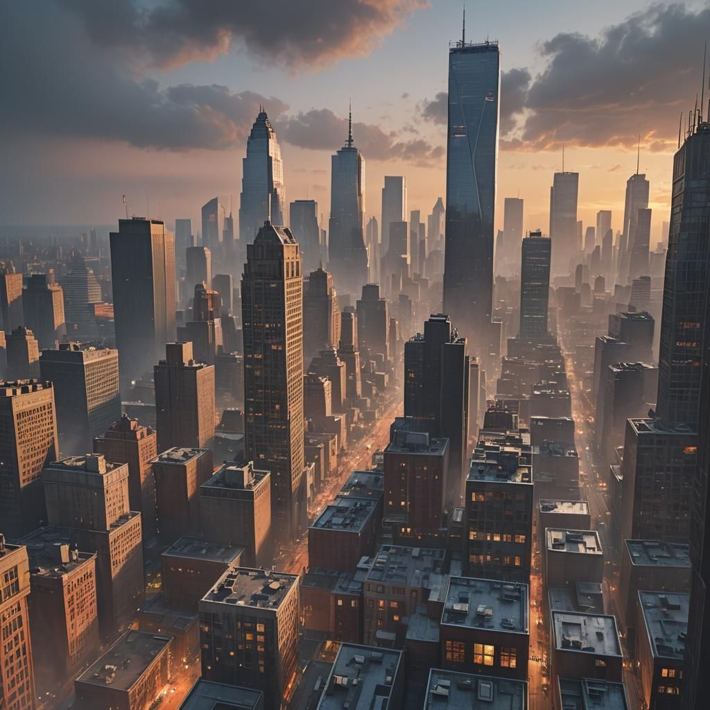 Futuristic Hedgehog City Skyline at Sunset in 8K