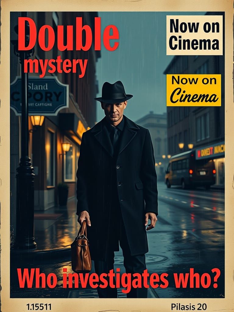 Vintage Film Noir Movie Poster: Double Mystery