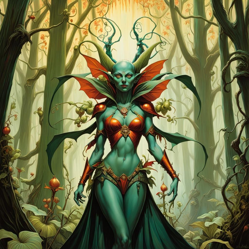 Green Goblin Dryad in Carnivorous Forest