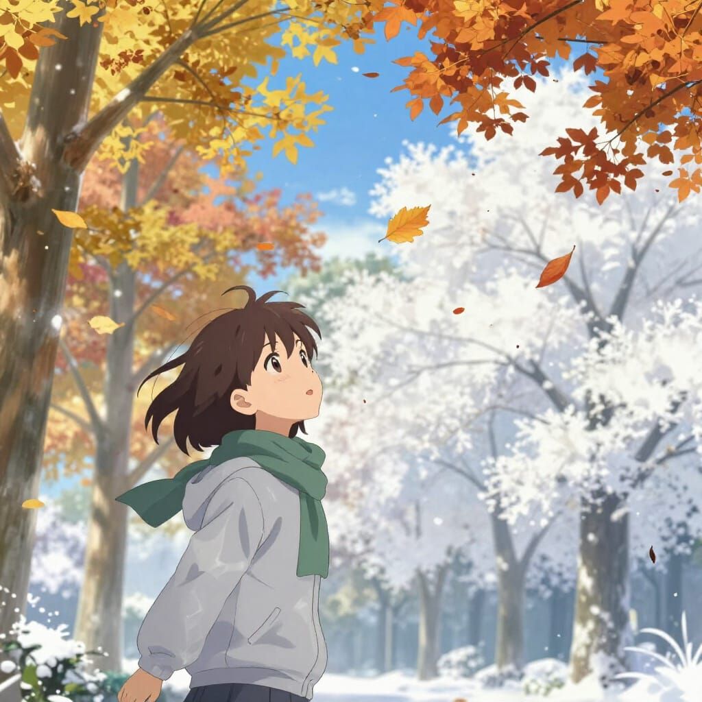 Leaf Transitions Through All Seasons Anime Style