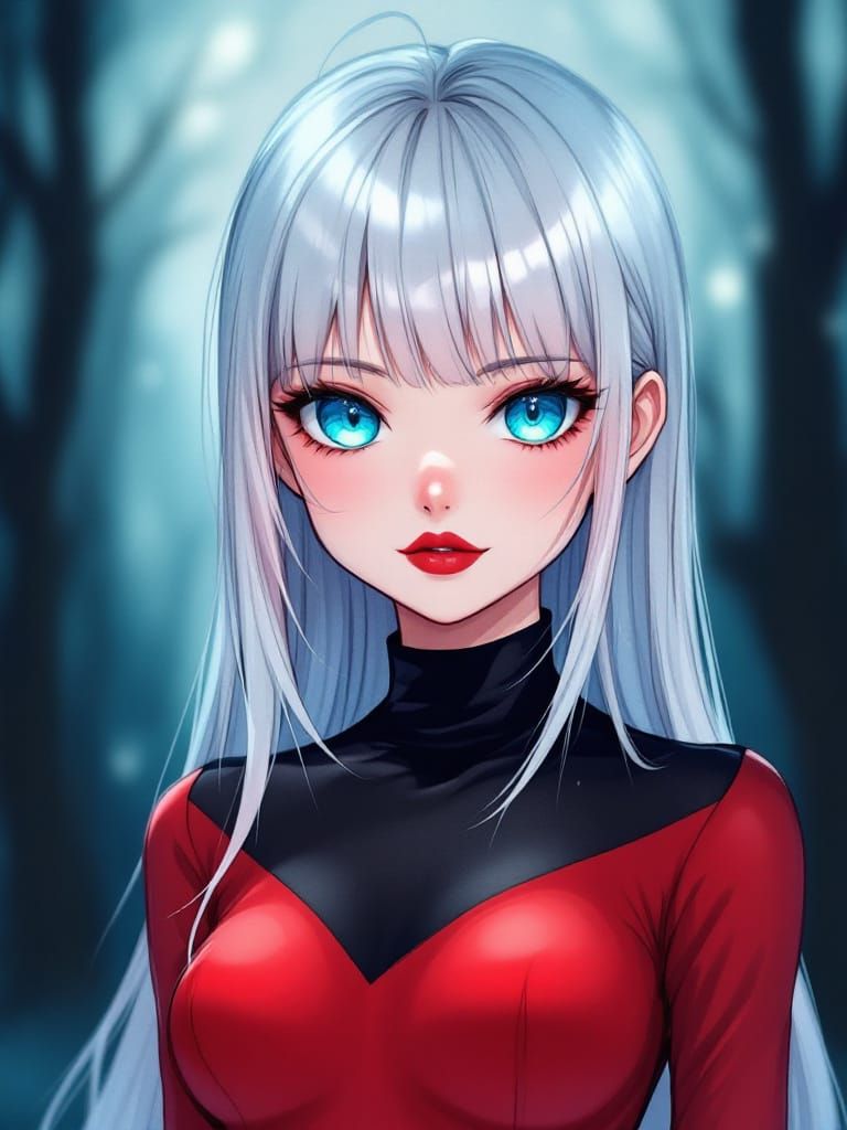 Anime Girl With Silver Hair And Turquoise Eyes