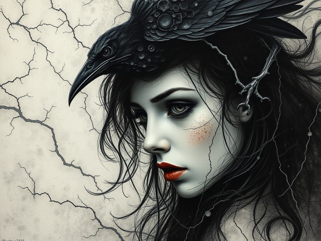 Gothic Woman Portrait in Dystopian Fog