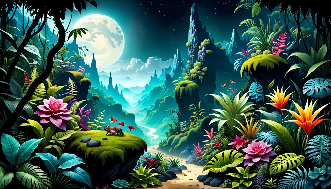 Luna's Enchanted Glade in Whimsical Landscape