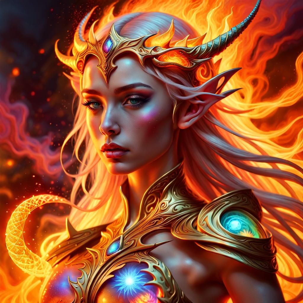 Dragon Elven Princess in a Surreal Concept Art