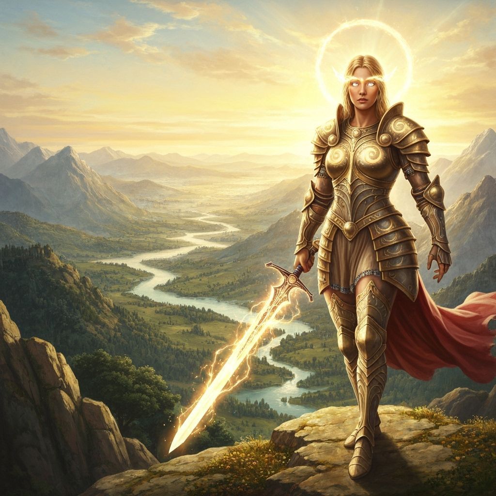 Celestial Warrior at Dawn in Renaissance Style