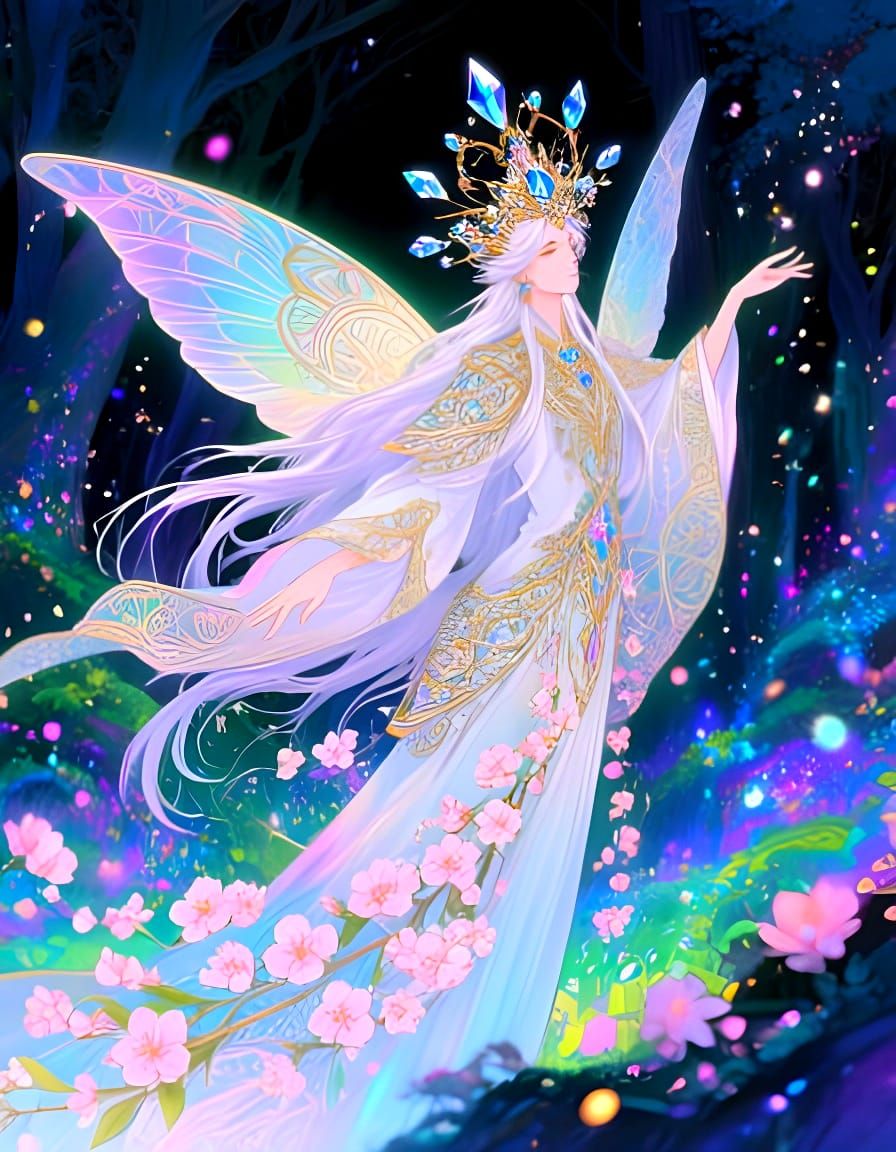 Fairy King Dances Through Psychedelic Forest: Mythical Art