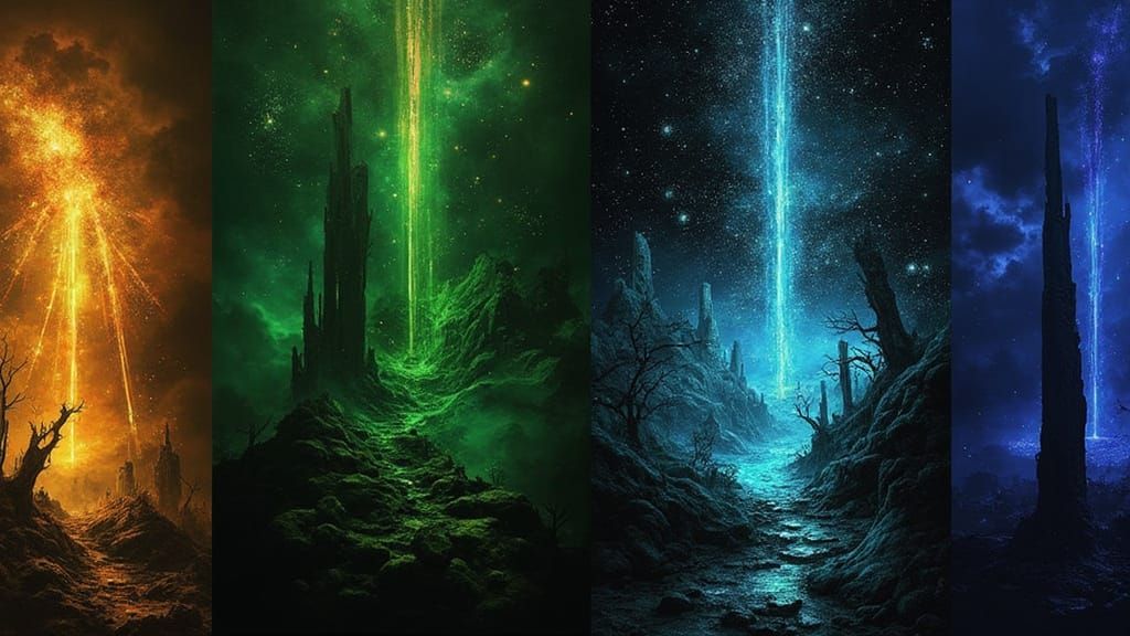 Hyper-Realistic Cosmic Dreamscape in Iridescent Hues