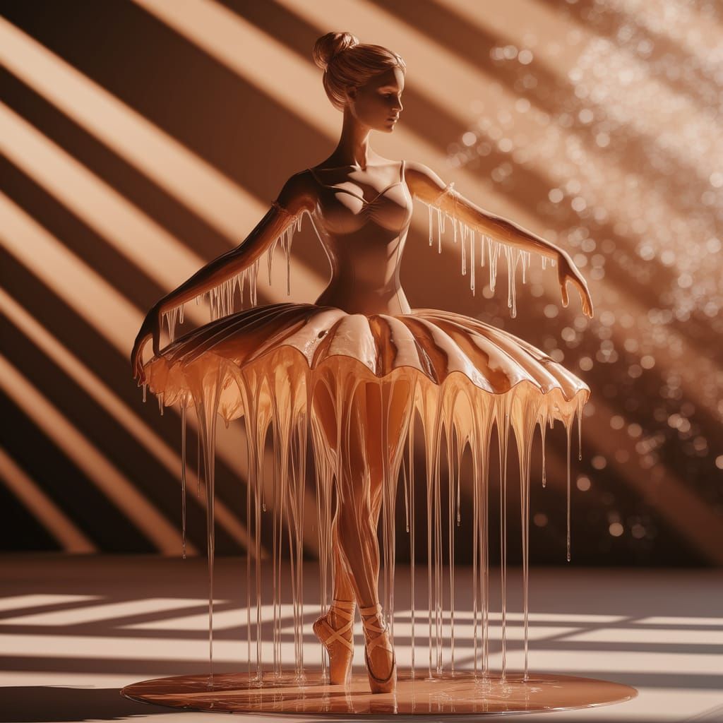 Melting Wax Ballerina: Surreal Elegance in Sunlight
