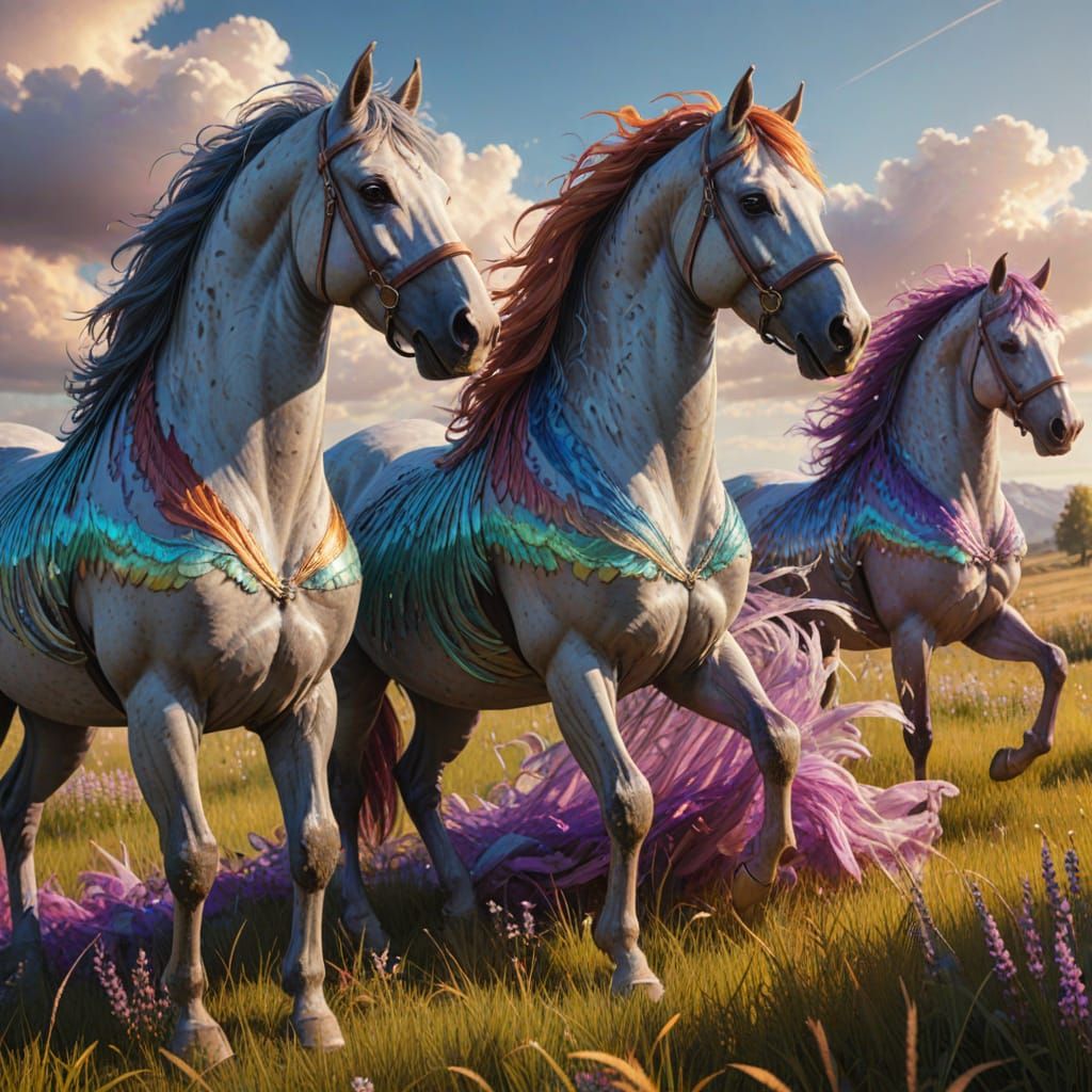 Ethereal Life Stages in Vibrant Fantasy Landscape