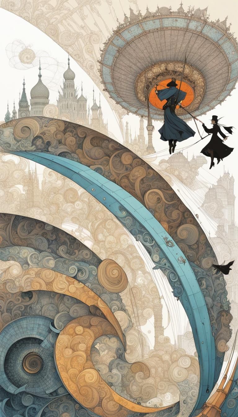 Steampunk Tornado Silhouette in Surreal Collage Art