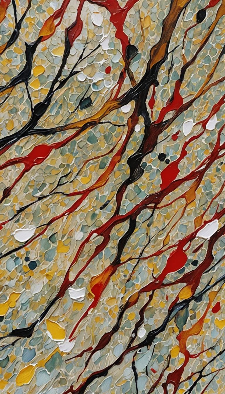 Expressionist Painting with Flowing White Paint