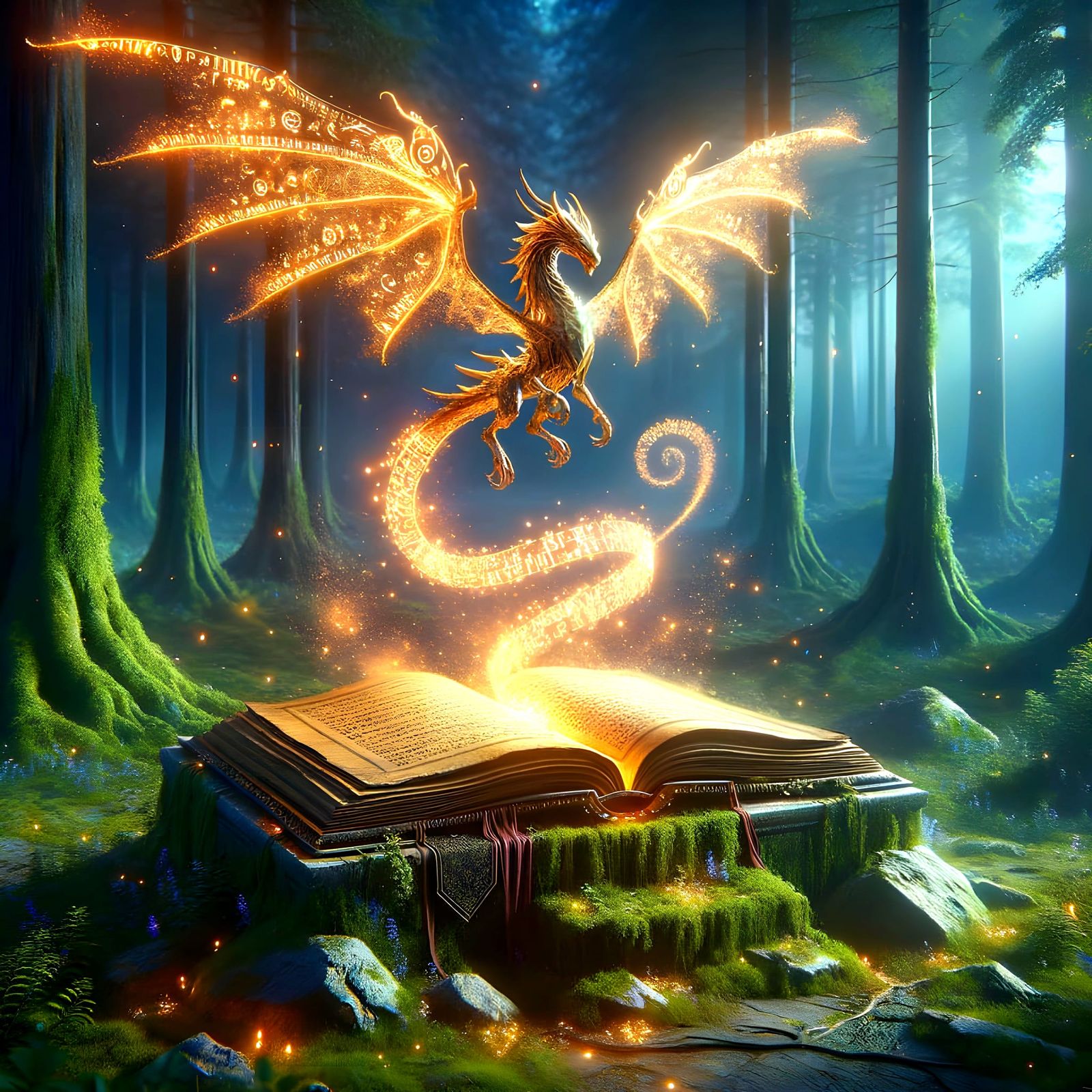Majestic Light Dragon Emerges from Ancient Book