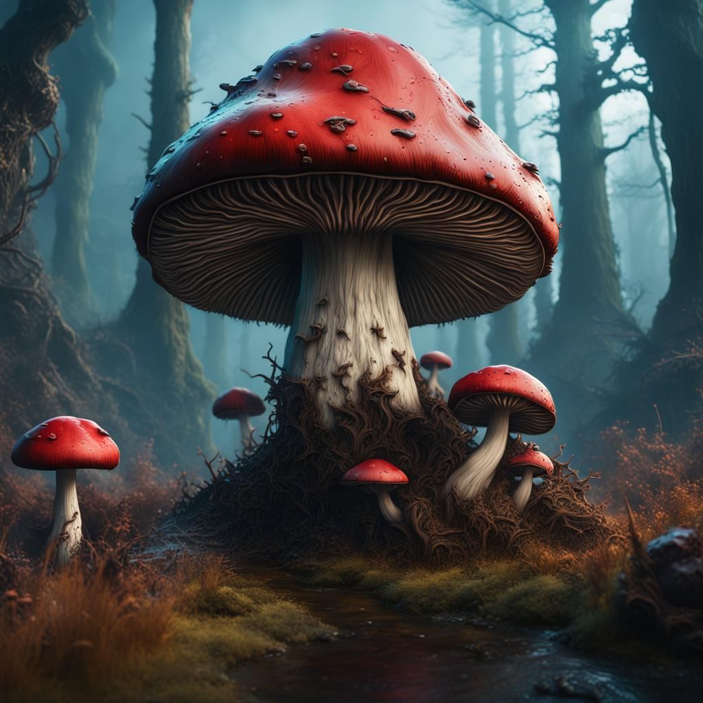 Evil Mushroom in Detailed Fantasy Concept Art
