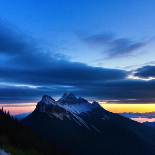 Woman in Blue Dress on Mountain Chalet Terrace