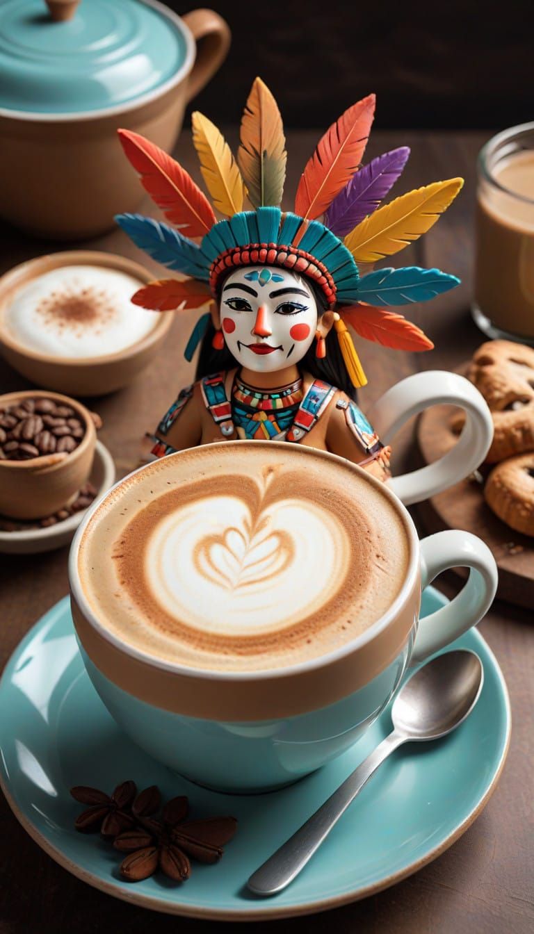 Vibrant Kachina Goddess in a Cappuccino Landscape