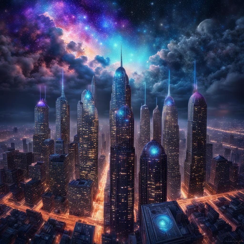 Starry nights, city lights coming down over me
Skyscrapers and stargazers in my head