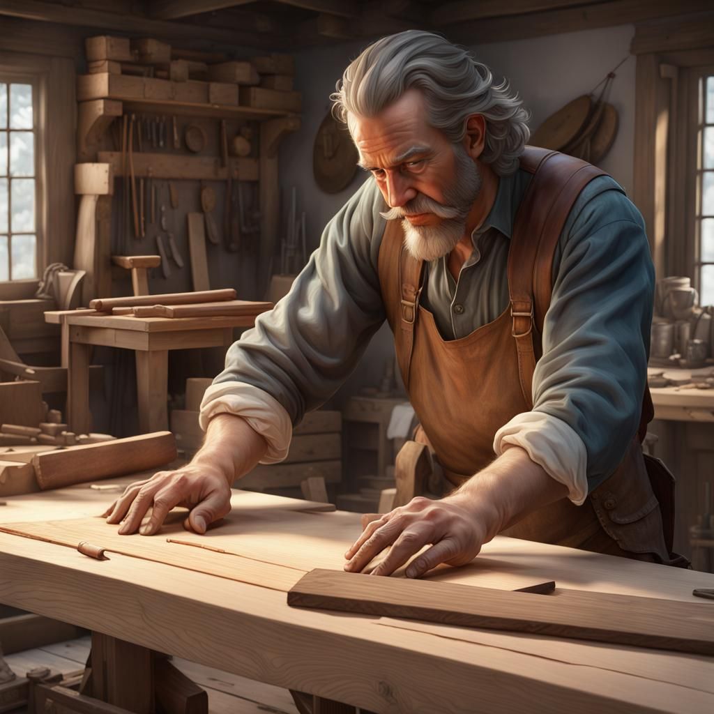 Colonial Carpenter Building Table, Detailed Art